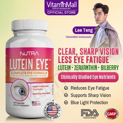 Nutra Botanics Lutein Eye - 60 Capsules - Eye Supplement with Lutein, Zeaxanthin, Astaxanthin, Bilberry, Eyebright - Eye and Vision Support
